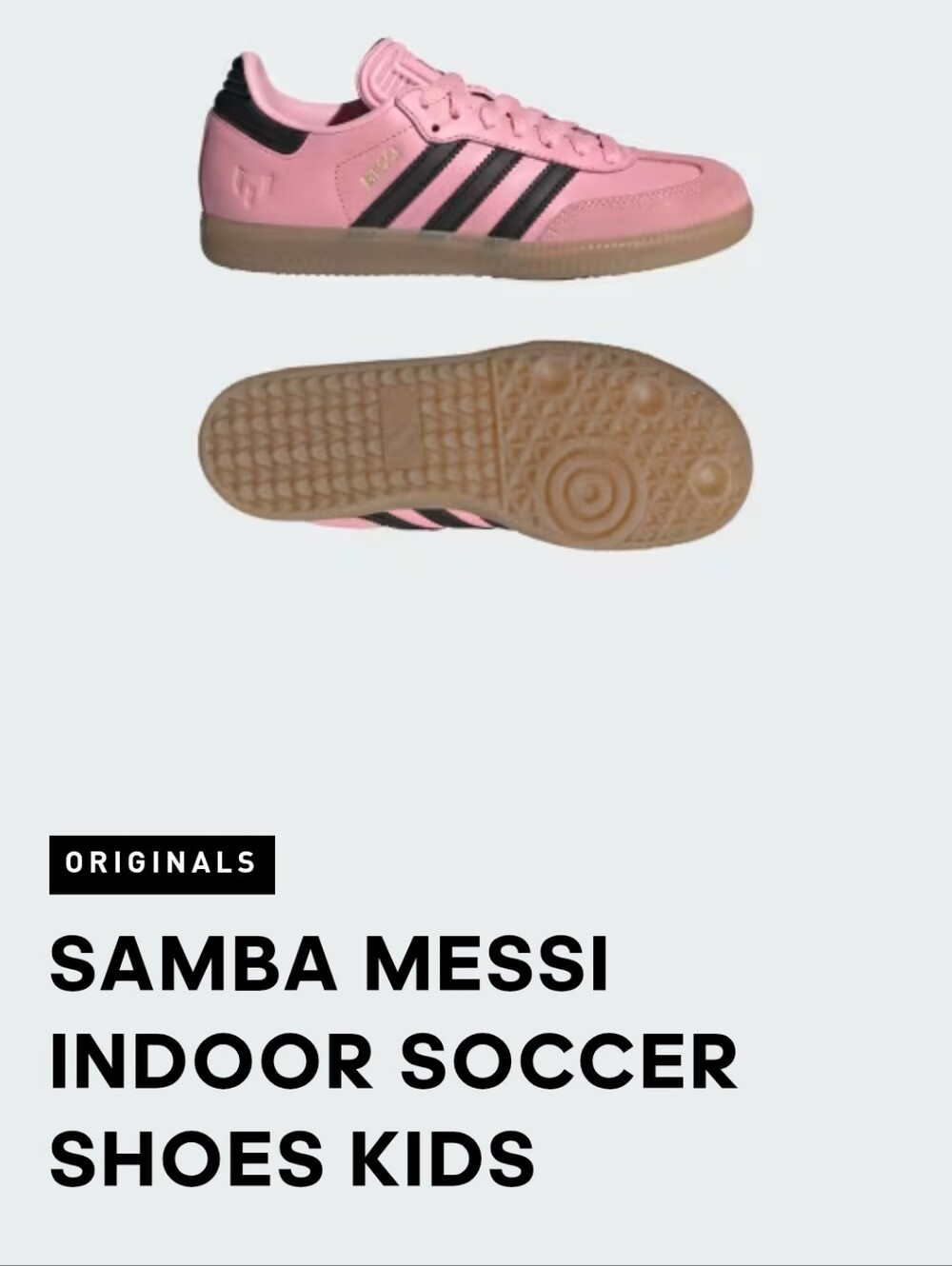 adidas Kids Samba Messi Indoor Soccer Shoes - Pink & Black